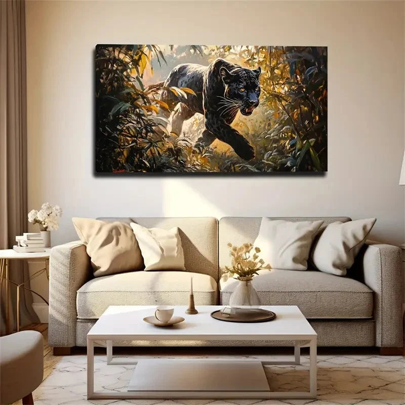 A Black Feline Beautiful Wall Art Canvas Office Home Room Framed 120x60cm