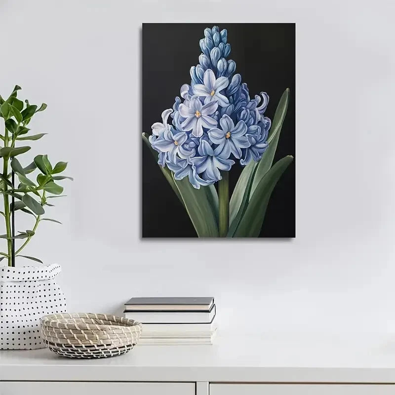 Beautiful Stunning Blue Hyacinth Flower Painting 40x60cm Metal Print Ready to Hang - Bella Home Decor
