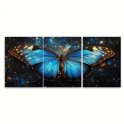 3pcs Blue Butterfly Dreamy Abstract EI Wall Art Set Canvas Framed 50x70cm - High Quality Print 100% Australian Made Wall Canvas Ready to Hang - Bella Home Decor