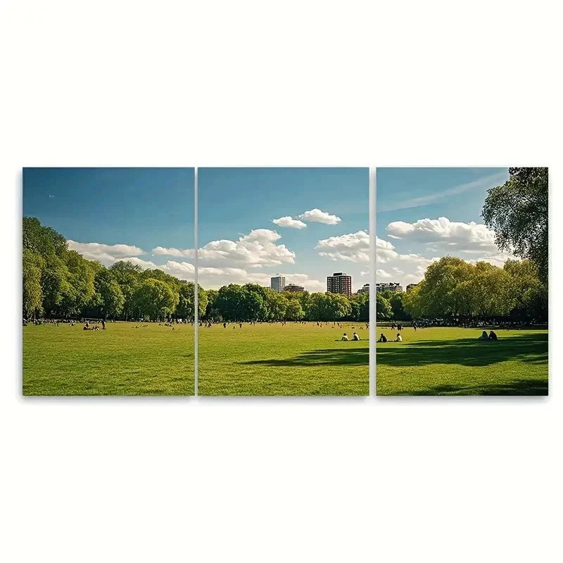 3pcs Highbury Field Park TI Wall Art Set Canvas Framed 60x90cm - High Quality Print 100% Australian Made Wall Canvas Ready to Hang