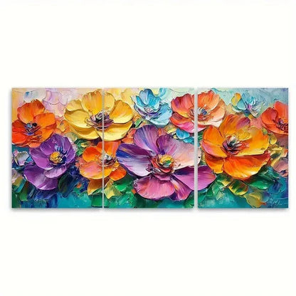 3pcs Vibrant Blooming Flower Painting  Wall Art Set Canvas Unframed - High Quality Print 100% Australian Made Wall Canvas - Bella Home Decor