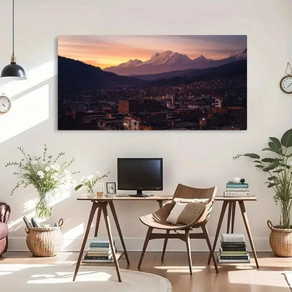 Sunset Over Huaraz Peru Wall Art Canvas Office Home Room Framed 120x60cm