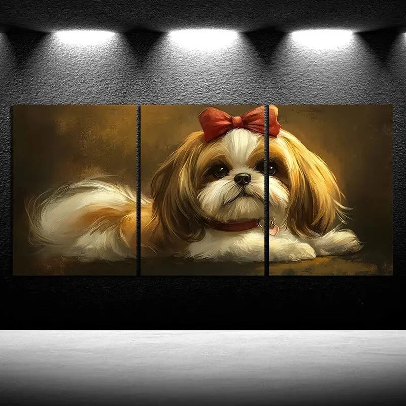 3pcs A Cutest Dog Wearing a Bow Tie Metal Print Ready to Hang Art - Bella Home Decor