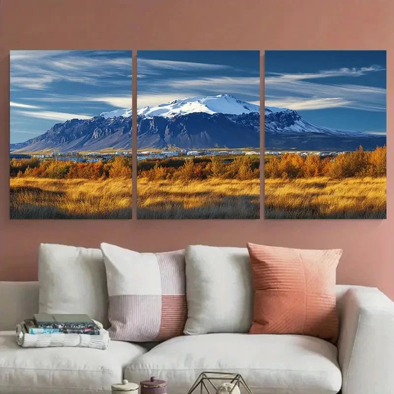 3pcs Icelandic Vibrant Cityscape Stun Perfect Wall Art Set Canvas Framed 40x60cm - High Quality Print 100% Australian Made Wall Canvas Ready to Hang