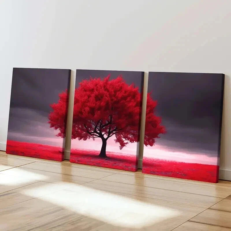 3pcs Natural Landscape Art Red Trees  Wall Art Set Canvas Framed 60x90cm - High Quality Print 100% Australian Made Wall Canvas Ready to Hang - Bella Home Decor