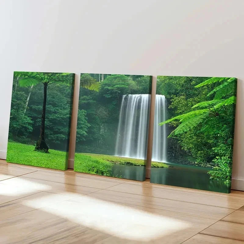3pcs Mountains Lakes and Waterfall Decor Wall Art Set Canvas Framed 40x60cm - High Quality Print 100% Australian Made Wall Canvas Ready to Hang - Bella Home Decor