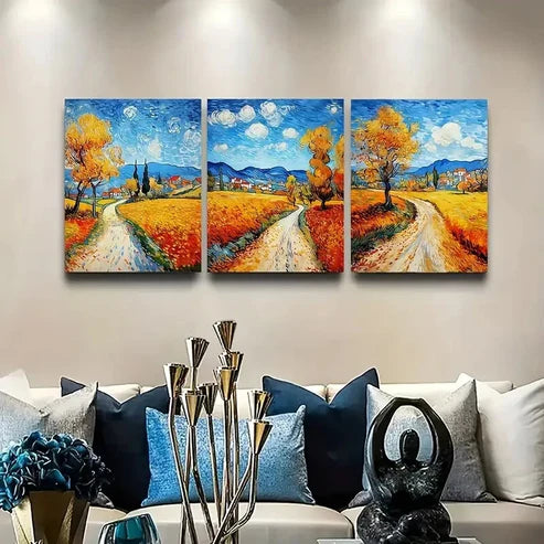 3pcs Beautiful Countryside Farmland Scenery Wall Art Set Canvas Unframed - High Quality Print 100% Australian Made Wall Canvas - Bella Home Decor