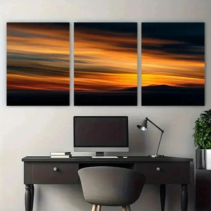 3pcs Sunset & Sunrise Decor Golden Perfect Wall Art Set Canvas Framed 50x70cm - High Quality Print 100% Australian Made Wall Canvas Ready to Hang