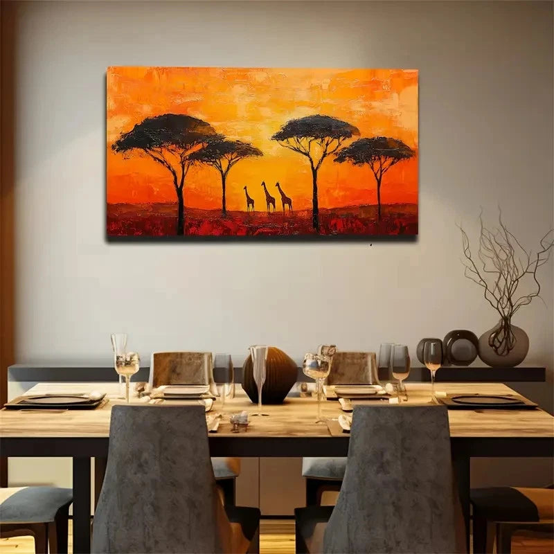 Savanna Sunset Landscape Wall Art Canvas Office Home Room Framed 120x60cm - Bella Home Decor