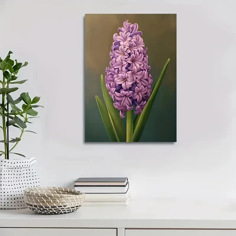 Beautiful Vibrant Purple Hyacinth Flower Painting 40x60cm Metal Print Ready to Hang - Bella Home Decor