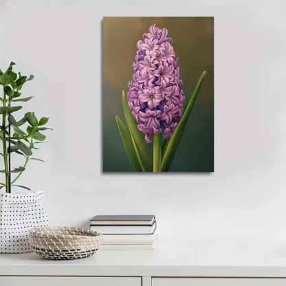 Beautiful Vibrant Purple Hyacinth Flower Painting 40x60cm Metal Print Ready to Hang - Bella Home Decor