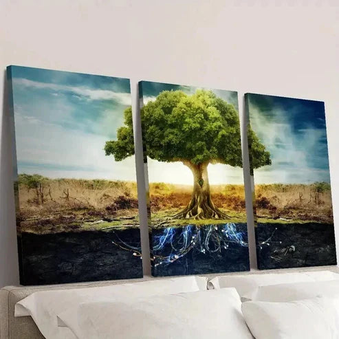 3pcs Grafted Olive Tree Decoration  Wall  Art Set Canvas Unframed - High Quality Print 100% Australian Made Wall Canvas