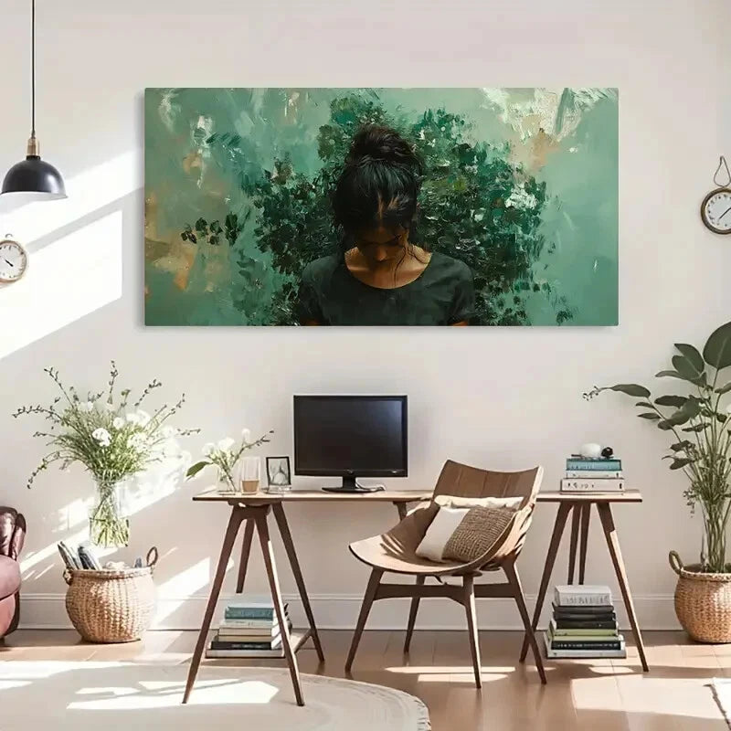 Abstract Female Portrait Modern Wall Art Canvas Office Home Room Framed 120x60cm - Bella Home Decor