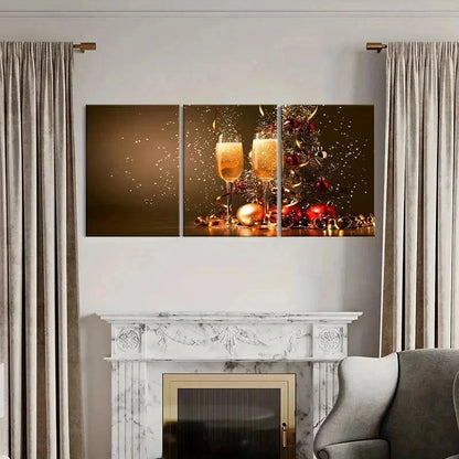 3pcs Champagne At Fashion New Year Party Wall Art Set Canvas Framed 40x60cm - High Quality Print 100% Australian Made Wall Canvas Ready to Hang - Bella Home Decor