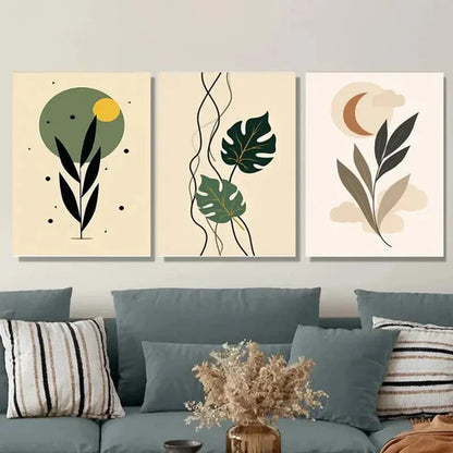 3pcs Modern Abstract Leaf Nature Botanical Wall Art Set Canvas Unframed - High Quality Print 100% Australian Made Wall Canvas
