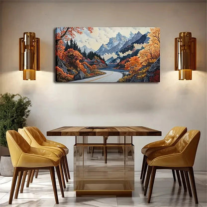 The Scenery Of A Mountain Road Wall Art Canvas Office Home Room Framed 120x60cm