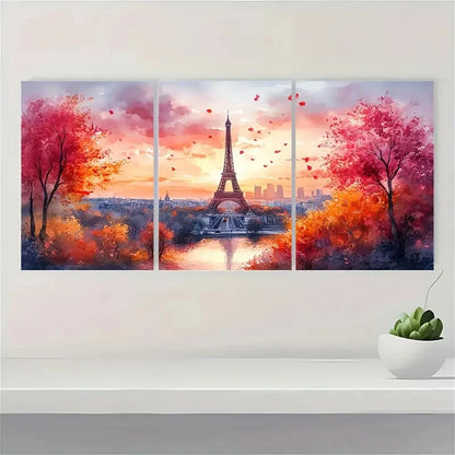 3pcs Eiffel Tower Painting Paris ED  Wall Art Set Canvas Framed 40x60cm - High Quality Print 100% Australian Made Wall Canvas Ready to Hang - Bella Home Decor