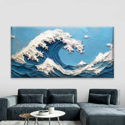 Abstract Ocean Wave Painting Wall Art Canvas Office Home Room Framed 120x60cm