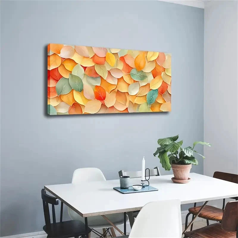 Vibrant Autumn-Inspired Leaf Wall Art Canvas Office Home Room Framed 120x60cm - Bella Home Decor