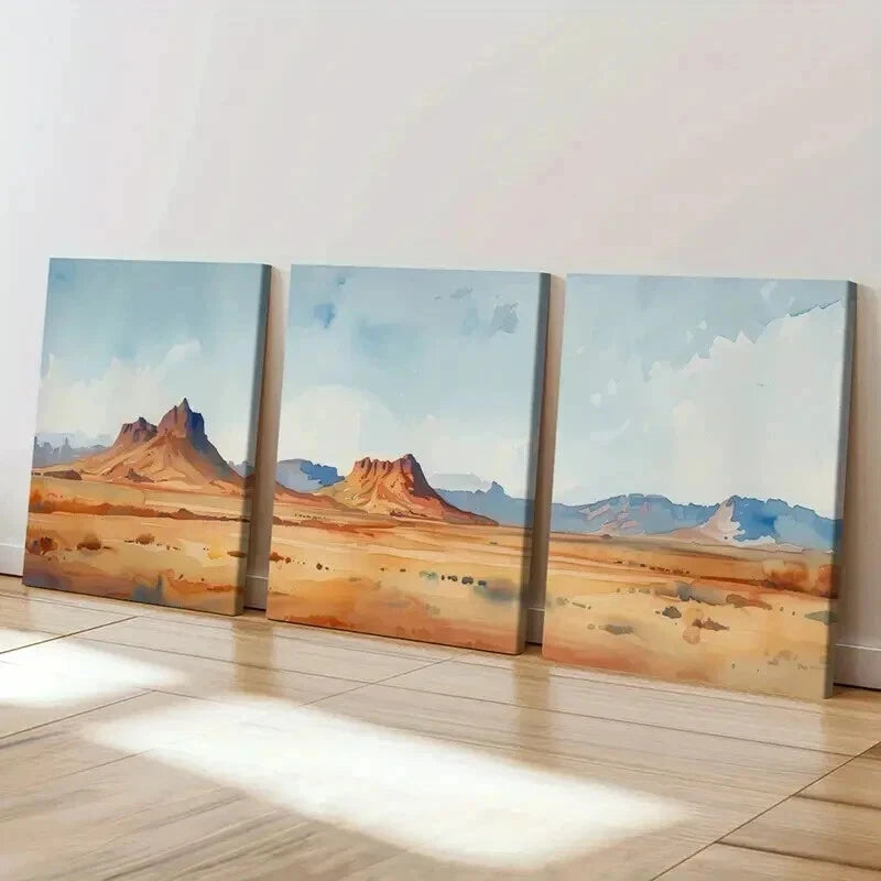 3pcs Vibrant Desert Landscape Decor Wall Art Set Canvas Framed 40x60cm - High Quality Print 100% Australian Made Wall Canvas Ready to Hang - Bella Home Decor