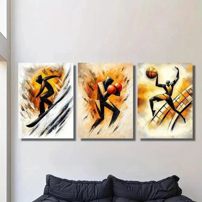 3pcs Extreme Skier Boxer Basketball Player Wall Art Canvas Unframed - High Quality Print 100% Australian Made Wall Canvas
