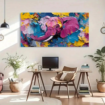 Colorful Graffiti Elephant Wall Art Canvas Office Home Room Framed 120x60cm