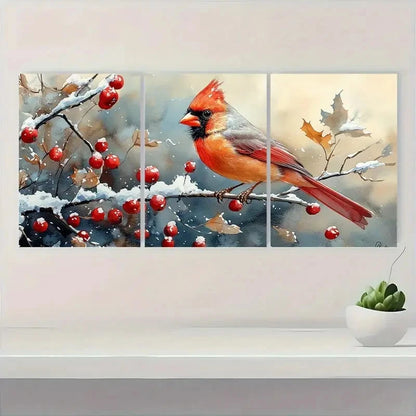 3pcs  Snowy Branch Design  Bird Decor BD   Wall Art Set Canvas Framed 40x60cm - High Quality Print 100% Australian Made Wall Canvas Ready to Hang - Bella Home Decor