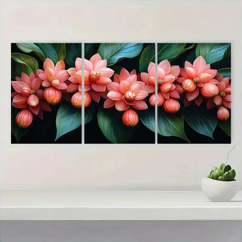 3pcs Vibrant Pink Medinilla Floral N  Wall Art Set Canvas Framed 60x90cm - High Quality Print 100% Australian Made Wall Canvas Ready to Hang - Bella Home Decor
