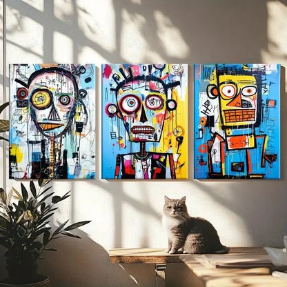 3pcs Abstract Graffiti Vibrant Odorless Perfect Wall Art Set Canvas Framed 40x60cm - High Quality Print 100% Australian Made Wall Canvas Ready to Hang - Bella Home Decor