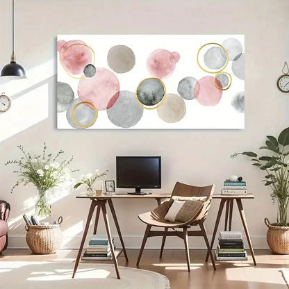 Geometric Circles Colorful Wall Art Canvas Office Home Room Framed 120x60cm