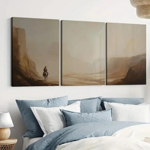 3pcs American Canyon Landscape Horse Vintage Wall Art Set Canvas Unframed - High Quality Print 100% Australian Made Wall Canvas - Bella Home Decor