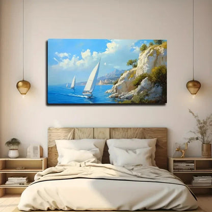 Sailing Race Nautical Wall Art Canvas Office Home Room Framed 120x60cm