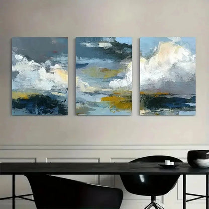3pcs Clouds and Sky Abstract Painting Poster Metal Print Ready to Hang Art - Bella Home Decor