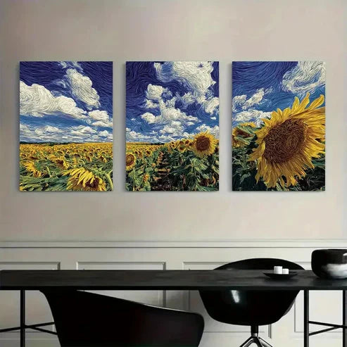 3pcs Blooming Flowers Create Clouds Wall Art Set Canvas Unframed - High Quality Print 100% Australian Made Wall Canvas - Bella Home Decor