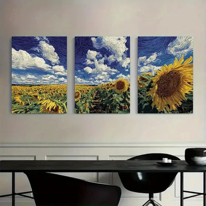 3pcs Blooming Flowers Create Clouds Wall Art Set Canvas Unframed - High Quality Print 100% Australian Made Wall Canvas - Bella Home Decor