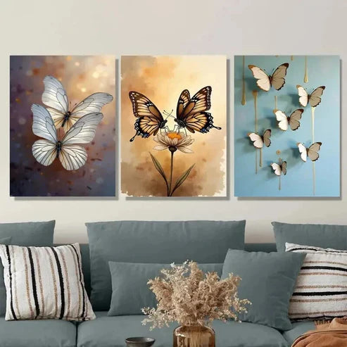3pcs Dog Portraits & Dandelion Animals Wall Art Set Canvas Unframed - High Quality Print 100% Australian Made Wall Canvas - Bella Home Decor