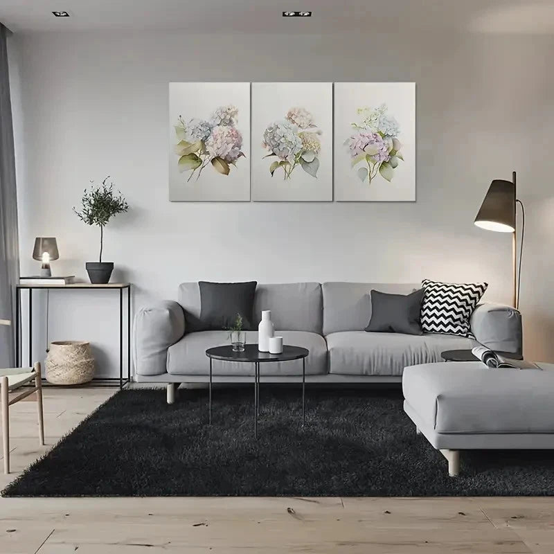 3pcs Watercolor Hydrangea Flower Metal Print Ready to Hang Art