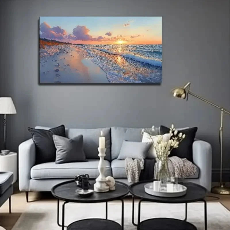 Sunrise Over The Sea Bohemian Wall Art Canvas Office Home Room Framed 120x60cm