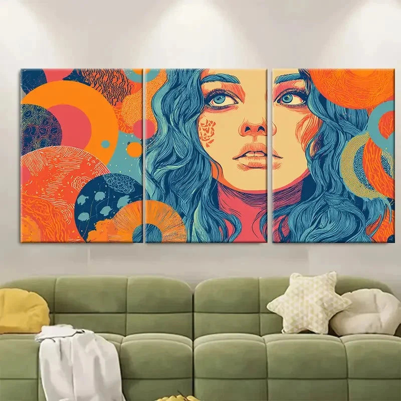 3pcs Abstract Woman Retro Girly Design Wall Art Set Canvas Framed 40x60cm - High Quality Print 100% Australian Made Wall Canvas Ready to Hang - Bella Home Decor