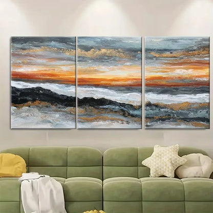 3pcs Seascape at Sunrise And Sunset Metal Print Ready to Hang Art