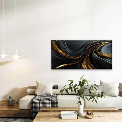 Elegant Golden Abstract Art Wall Art Canvas Office Home Room Framed 120x60cm - Bella Home Decor