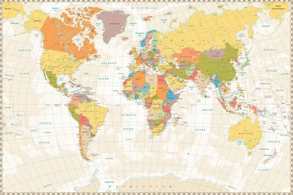 NEW (LAMINATED) OLD RETRO  WORLD MAP (61X91CM) Educational CHART PICTURE PRINT