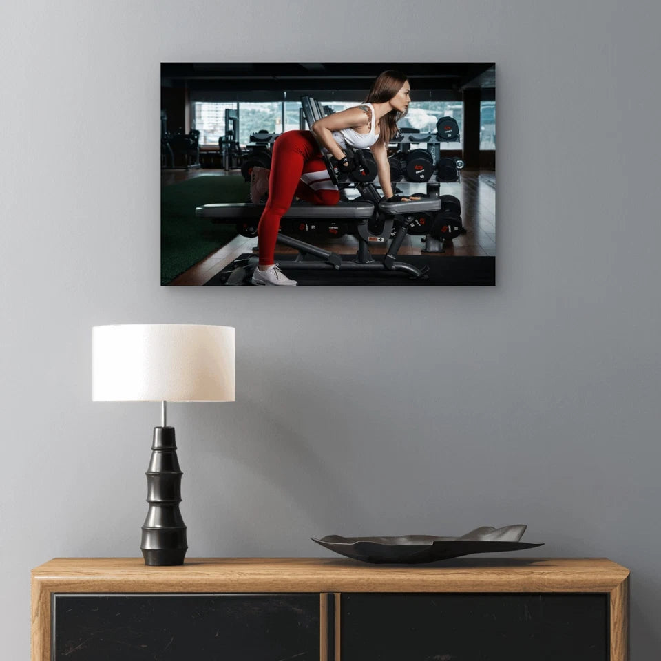Athletic Woman Lifting Weights 5mm thick Plastic Poster Ready to Hang 90x60cm