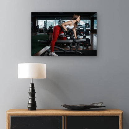 Athletic Woman Lifting Weights 5mm thick Plastic Poster Ready to Hang 90x60cm