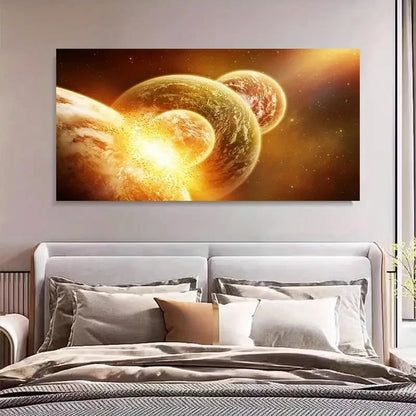 Stunning Cosmic Planet & Stars Wall Art Canvas Office Home Room Framed 120x60cm