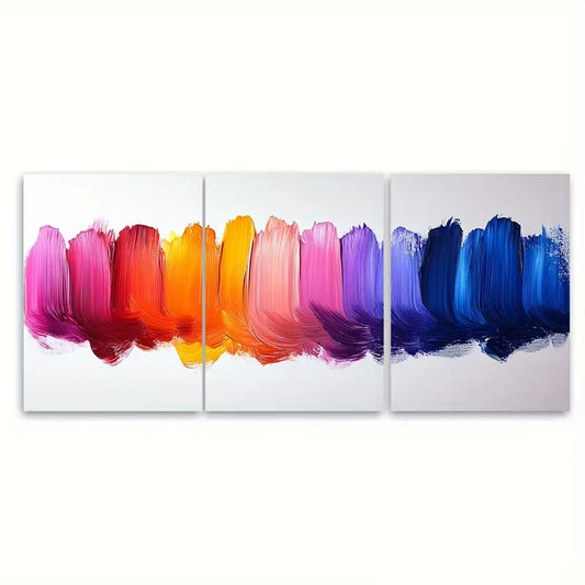 3pcs Vibrant Abstract Brushstroke Metal Print Ready to Hang Art