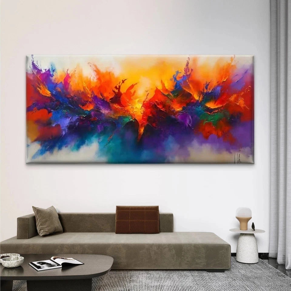 Rustic Style with Vivid Orange Wall Art Canvas Office Home Room Framed 120x60cm