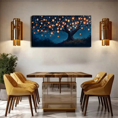 Warm Light-Emitting Lanterns Wall Art Canvas Office Home Room Framed 120x60cm - Bella Home Decor
