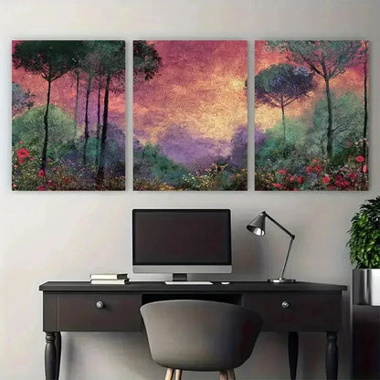 3pcs Nature Landscape Vibrant Flowers Perfect Wall Art Set Canvas Framed 50x70cm - High Quality Print 100% Australian Made Wall Canvas Ready to Hang