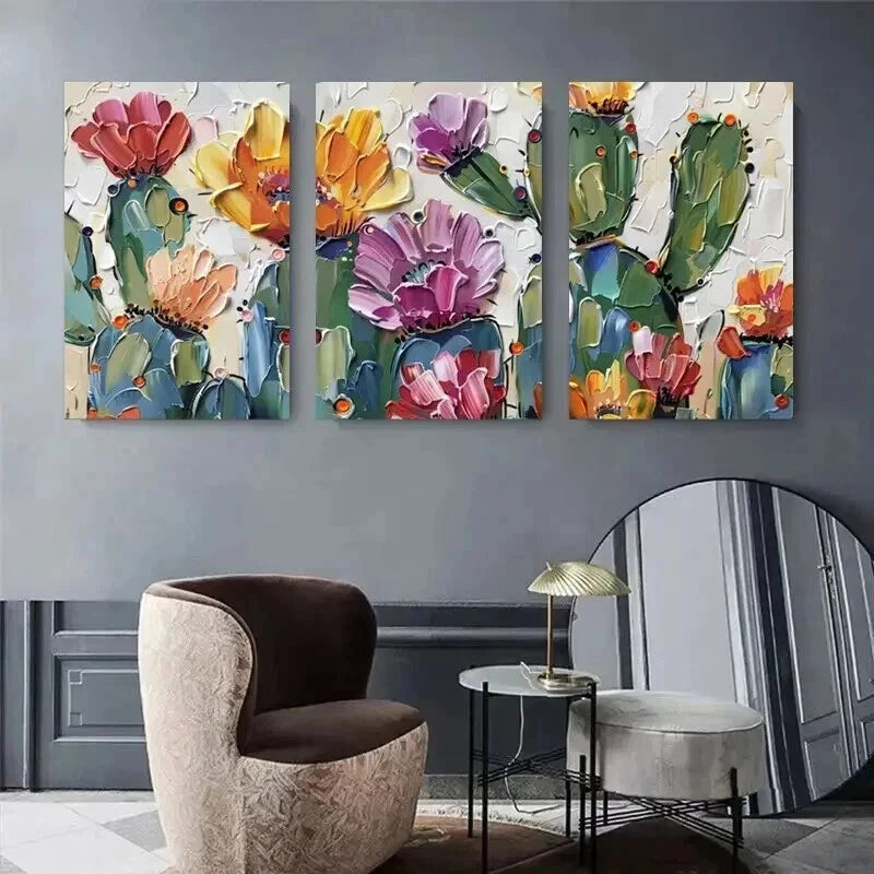 3pcs Abstract Floral & Cactus Modern Perfect Wall Art Set Canvas Framed 60x90cm - High Quality Print 100% Australian Made Wall Canvas Ready to Hang - Bella Home Decor